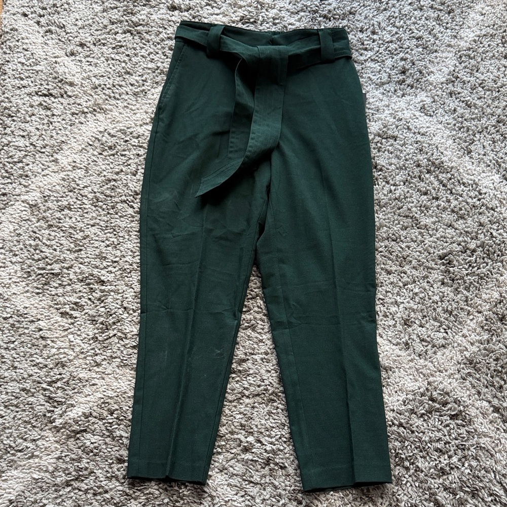 Rachel Zoe Dark Green High-Waisted tie Pants size 8